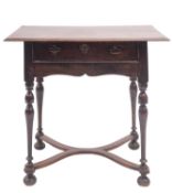 A William and Mary oak lowboy,