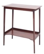 A George III mahogany side table, circa 1800; the rectangular top on straight,