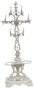 A 19th century cast iron and later ivory cream painted Coalbrookdale rustic hall stand;