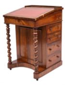 A Victorian rosewood Davenport;