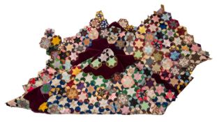 An early Victorian patchwork quilt cover, mid 19th century; of rectangular form,