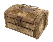A Victorian velvet covered and brass mounted dressing table casket,