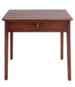 A Regency mahogany rectangular side table, early 19th century; the drawer with brass knob handle,