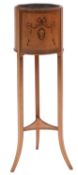 An Edwardian satinwood and marquetry jardiniere stand in Sheraton Revival style,