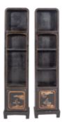 A pair of black lacquered and Chinoiserie decorated bookcases in George III taste,