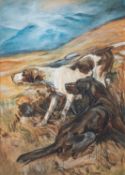 George Barne (British, 1882-1935) A pointer and a setter Watercolour 34.5 x 24.