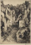 Reginald H. Smallridge (British,1838-1939) Clovelly Etching 26.5 x 18.