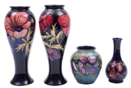 Four John Moorcroft pottery vases,