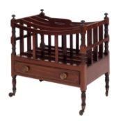 A mahogany and sycamore line inlaid Canterbury in Regency style,