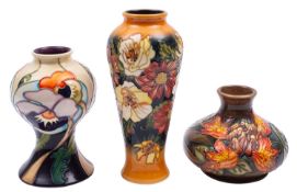 Three John Moorcroft pottery vases,