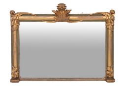 A George IV carved, painted and parcel giltwood overmantel mirror,