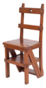 A Victorian oak library step chair, in Gothic taste,