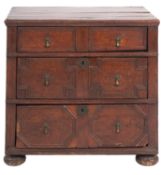 A William & Mary oak chest of drawers,