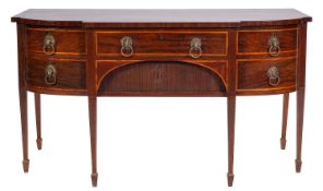 A Regency mahogany and crossbanded bowfront sideboard,