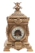 Vincenti et Cie a French Victorian brass mantel clock the eight-day duration movement having a