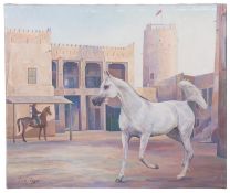 L. Lygo (British, Contemporary) Arabian horse Oil on canvas 50.5 x 60.