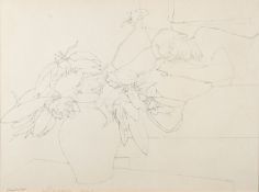 Francis Hewlett (British, 1930 - 1912) 'Carol with Rhododendrons' Pencil 54.