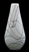 A Murano cased glass vase of flattened tear drop form,