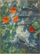 *Francis Hewlett (British, 1930 - 1912) 'Nasturtiums' Oil on panel 27.