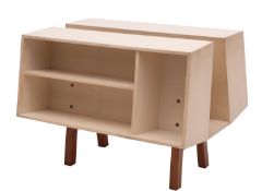 A Penguin 'Donkey Bookcase Mk II', designed by Ernest Race for Isokon Plus,