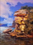 Graham Cox (Australian, b.1941) Harbour Sandstone Middle Head, Australia Oil on board 40.5 x 30.