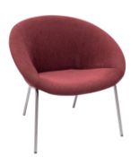 After Walter Knoll, Sessel 369, a chromed metal and fabric bucket chair,