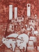 *Julian Otto Trevelyan (British,1910-1988) San Gimignano Etching with aquatint 52 x 39.