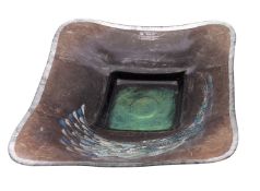 Margaret Johnson [Contemporary] a glass dish of rounded square form decorated with silk straw,