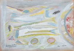 Tony O'Malley (Irish,1913-2003) 'Blackbird Feathers & Fishbones' Gouache,