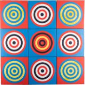 *Brian Rice (British, b.1936) 'To Superman' Nine oils on canvas joined as one 92.5 x 92.