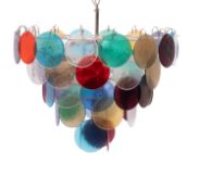 A silver metal Murano Space Age nine light electrolier,