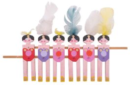 Tony Mann (British, 1927-2013), a Chorus Line automaton, comprising six dancer figures, signed,