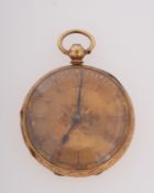 John Bell, York, an 18ct gold open-faced pocket watch the gold dial with engraved decoration,