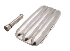 An Edward VII silver cigar case by Joseph Gloster Ltd, Birmingham 1908, three compartment case,