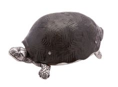 A Victorian silver and tortoiseshell novelty table vesta box by Thomas Johnson II, London 1881,