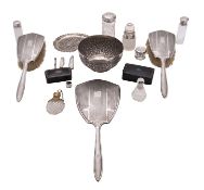 A collection of silver and silver mounted items,