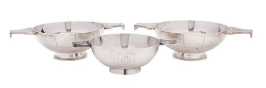 A pair of Scottish Britannia silver quaiches, maker's mark RIX (not traced),