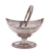 A George III silver navette sugar basket by Peter & Ann Bateman, London 1798,
