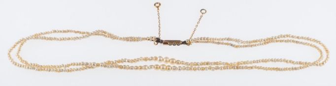A Victorian double row of natural seed pearls,