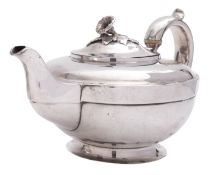 An early Victorian silver tea pot by Edward Barton, London 1839,