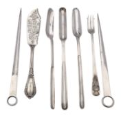 Two Scottish silver marrow scoops: one scoop by George McHattie, Edinburgh 1813,