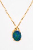 An opal pendant set in 18ct gold,