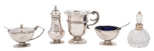 A silver christening mug, maker's mark worn, Birmingham 1911, uninscribed, 8.