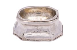 A George II silver trencher salt cellar, maker's mark IS, a pellet between,