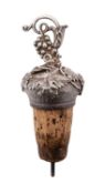 A Victorian silver mounted cork decanter stopper by Charles Reily & George Storer,
