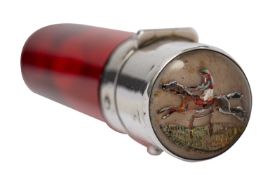 An Essex Crystal and silver mounted ruby glass scent phial or bottle, unmarked, circa 1890,