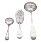 Three silver serving pieces,