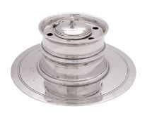 A late Victorian silver capstan inkwell by Edward Barnard & Sons Ltd, London 1896,
