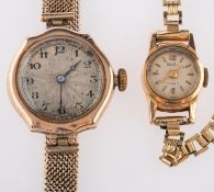 Rolex Prima, a lady's gold wristwatch the silvered engine-turned dial with black Arabic numerals,