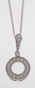 A white gold diamond set pendant with chain, 18ct, pendant size 2.